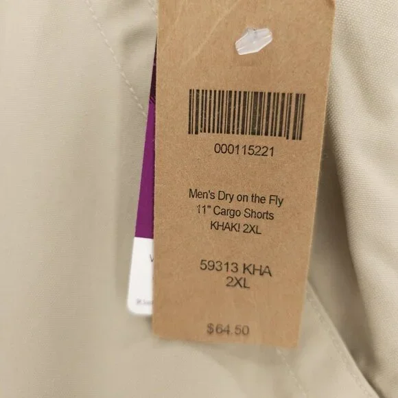 NWT DULUTH TRADING Dry on The Fly 11" Cargo Shorts Khaki Beige Belted 2XL